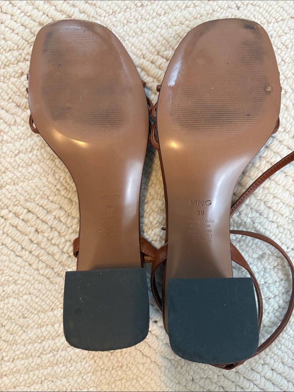 Mango block heel sandals with strap brown 39 - Picture 4 of 4